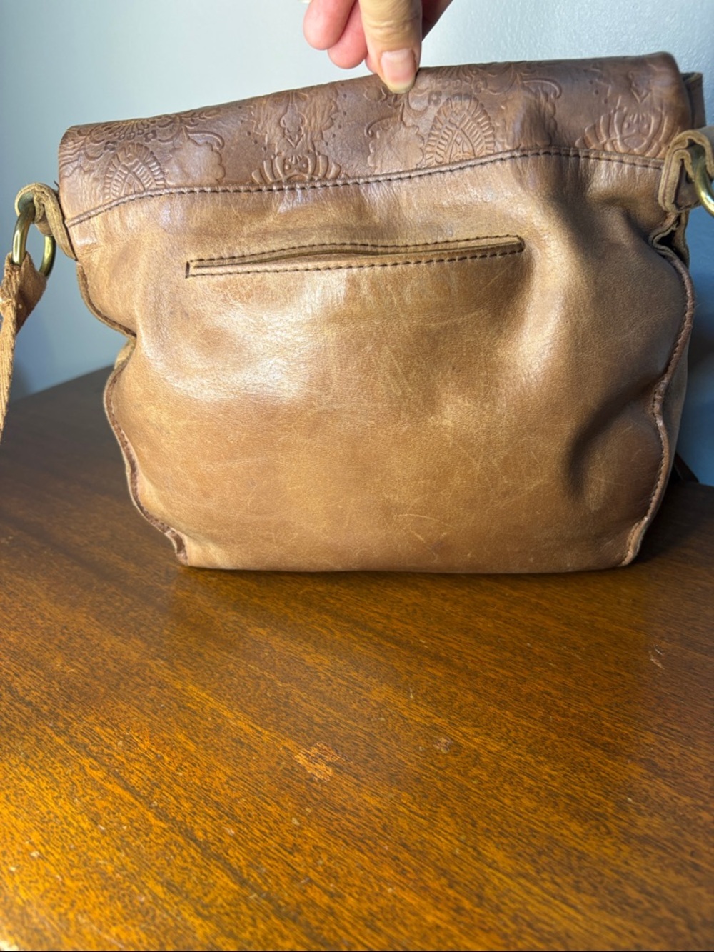 The Sak Embroidered Brown Leather Crossbody Bag - Picture 8 of 12